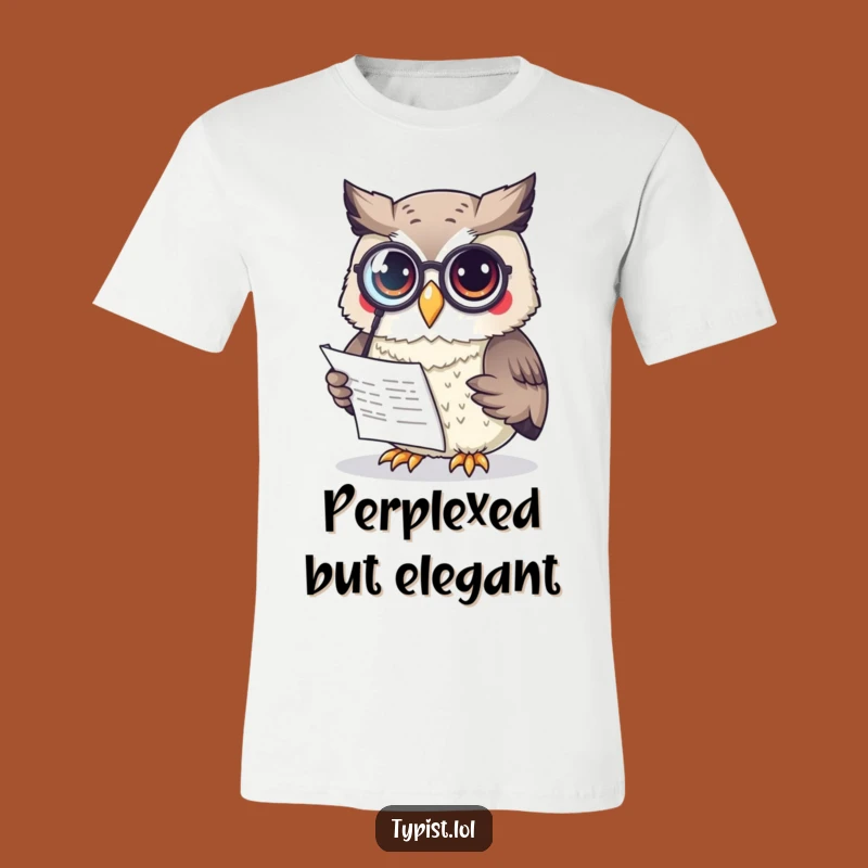Funny Wise Owl Monocle T-Shirt: Smart Bird Reading Document - Hilarious Gift