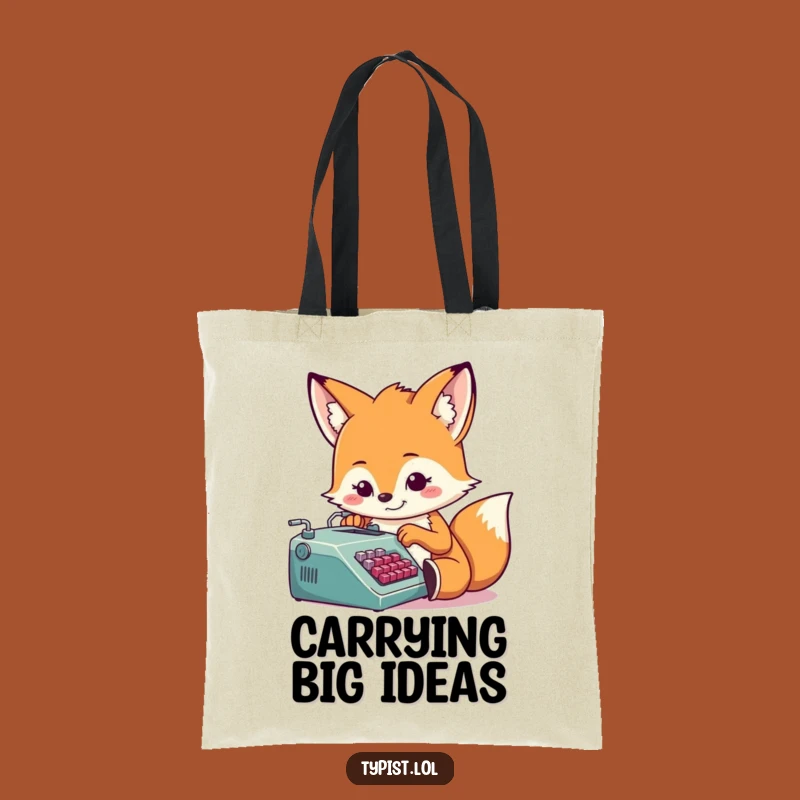 Funny Fox Typist Tote Bag: Carry Your Essentials with Literary Humor and Style
