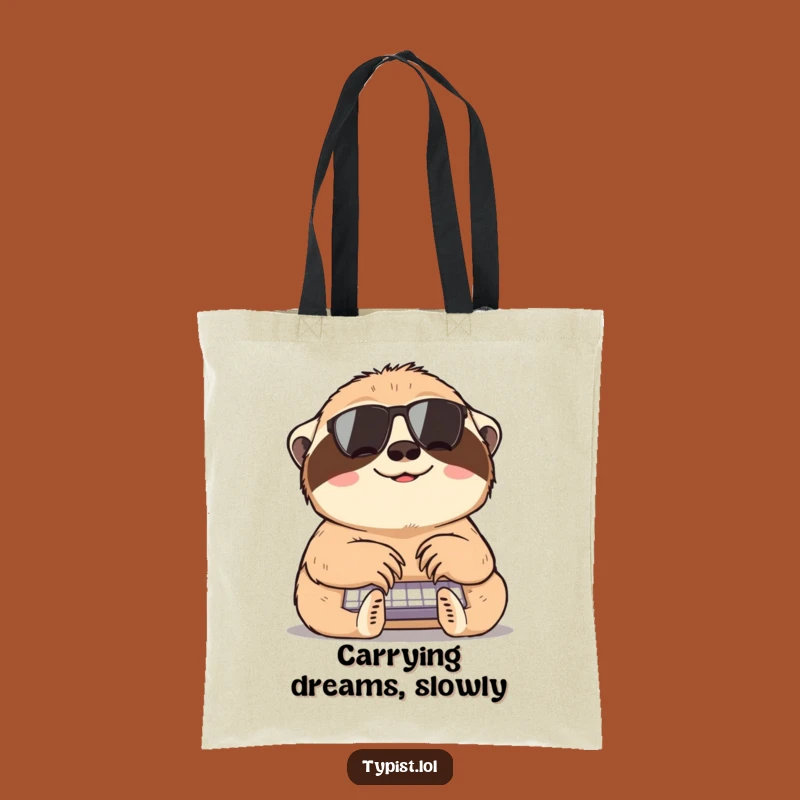 Funny Sloth Typing Tote Bag: Carry Your Essentials with Slow, Happy Humor