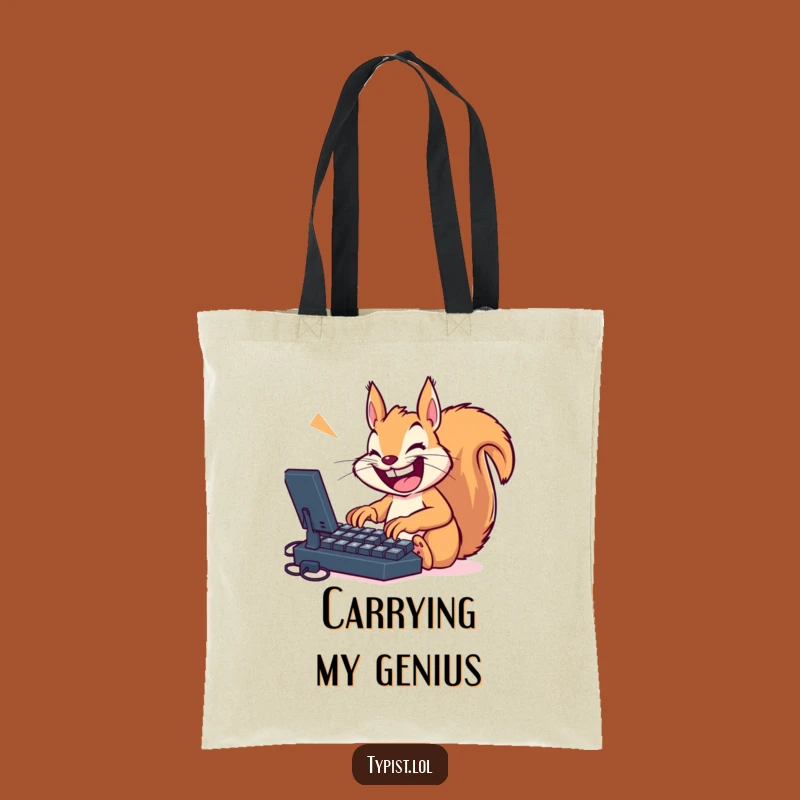 Funny Squirrel Tote Bag: Carry Your Essentials with Typing Joy