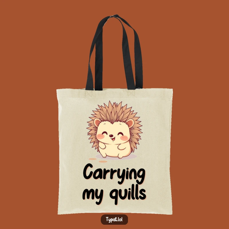 Funny Hedgehog Typing Tote Bag: Quirky Quill Artist Bag, Perfect Gift