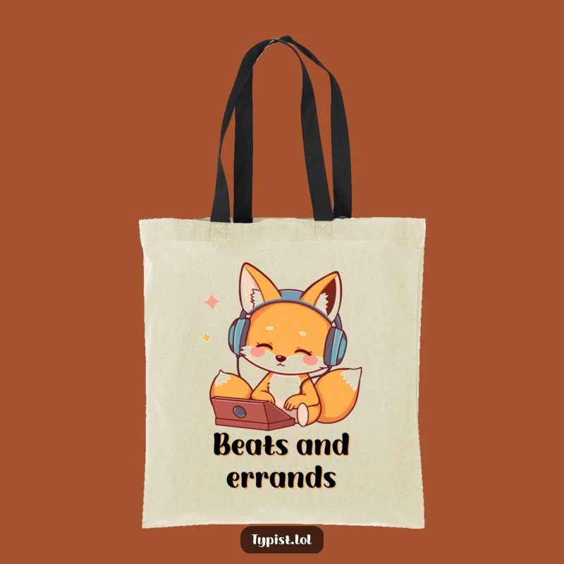 Funny Fox Typing Tote Bag: Carry Your Tunes with Humorous Style Gift