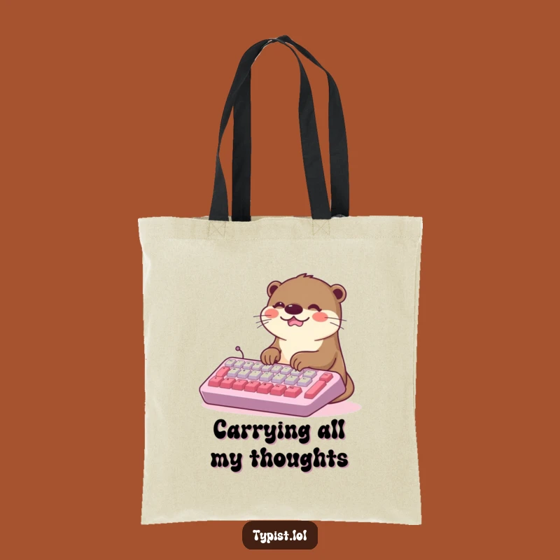 Funny Kawaii Otter Typing Tote Bag: Carry Your Essentials with a Smile