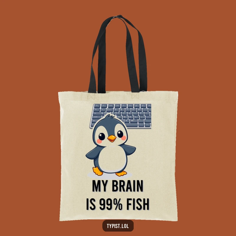 Funny Penguin Tote Bag: Cheerful Bird Waddles to Keyboard, Hilarious & Practical Funny Gift Accessory