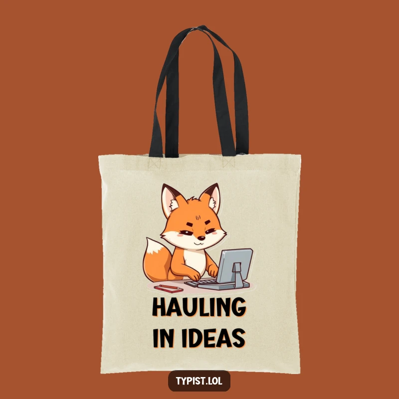 Funny Fox Typing Tote Bag: Carry Your Brilliance with this Hilarious Accessory