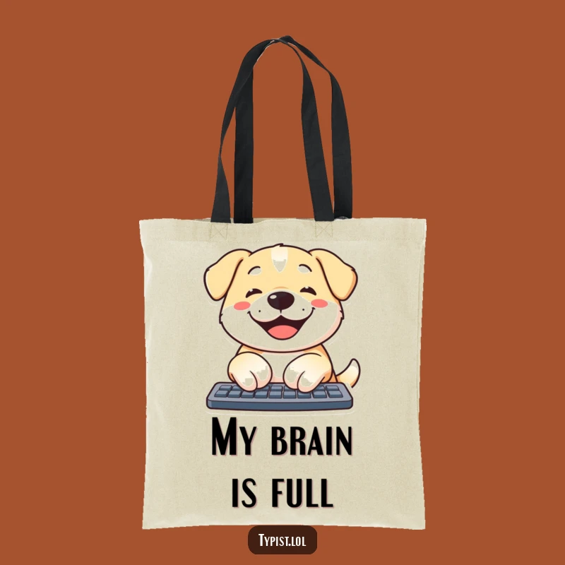 Funny Dog Typing Tote Bag: Stylish Canine Coder Accessory, Perfect Gift